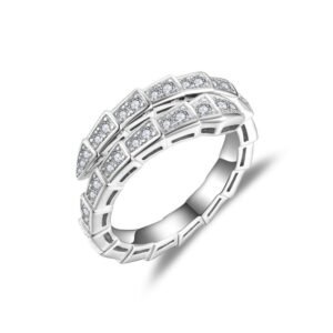 925 Sterling Silver Zirconia Snake Ring