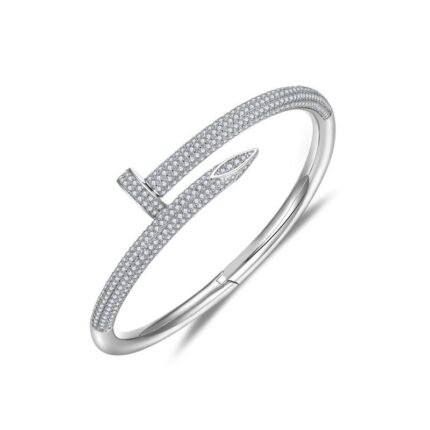 925 sterling silver studded bracelet with pavé white zirconia.