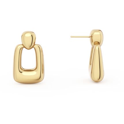 14k Gold Plated Heart Stud Earrings