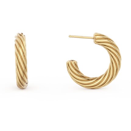 14k Gold Plated Threaded Hoop Earrings