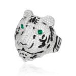 Stunning Copper Tiger Ring with Full Cubic Zirconia: Bold Statement Jewelry for Animal Lovers